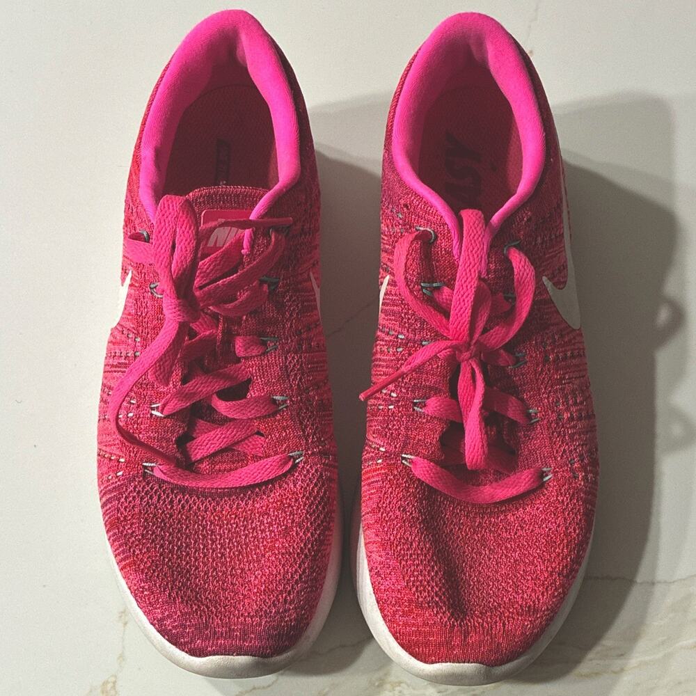 Nike LunarEpic Flyknit Lunarlon Pink White Athletic Sneakers Womens Size 10